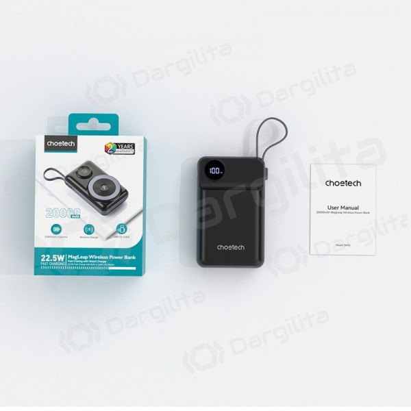 Išorinė baterija Power Bank Choetech B696 15W Magsafe 20000mAh juoda