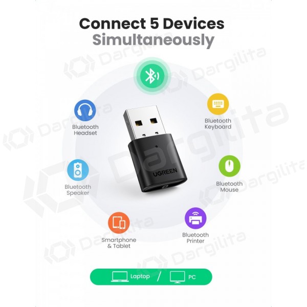 Bluetooth adapteris Ugreen CM390 USB-A Bluetooth 5.0 juodas