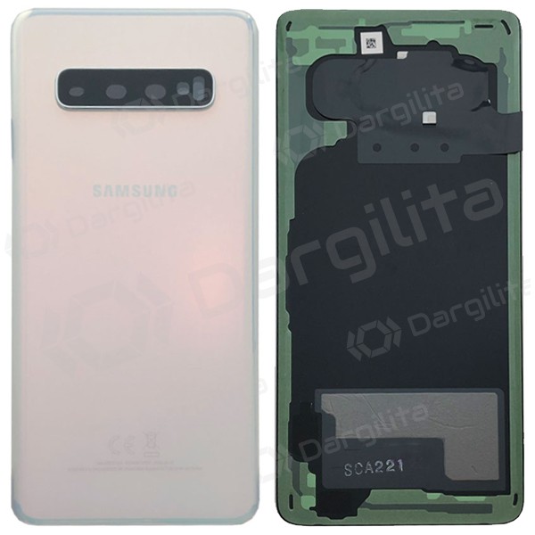 Samsung G973 Galaxy S10 galinis baterijos dangtelis baltas (Prism White) (naudotas grade A, originalus)