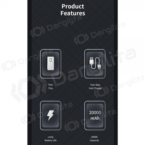 Išorinė baterija Power Bank Awei P6K 5V/2.1A 20000mAh juoda
