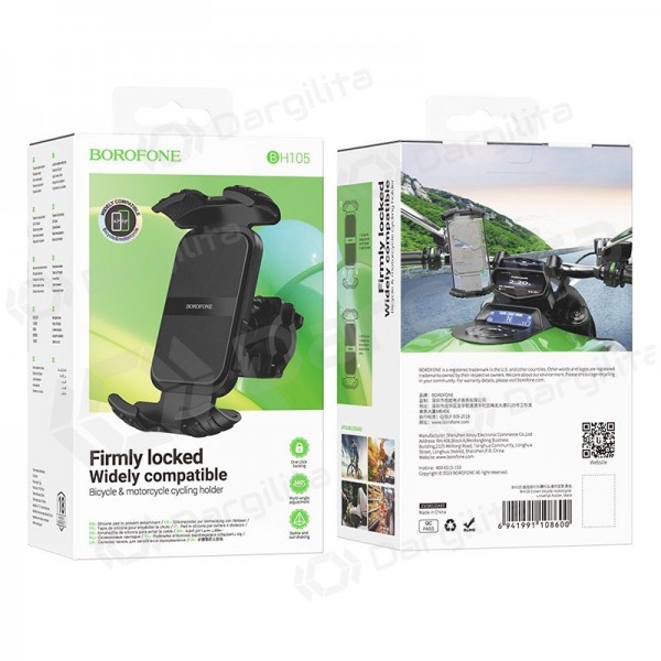 Telefono laikiklis dviračiui motociklui Borofone BH105 4.7–7.0 col. 22–32 mm