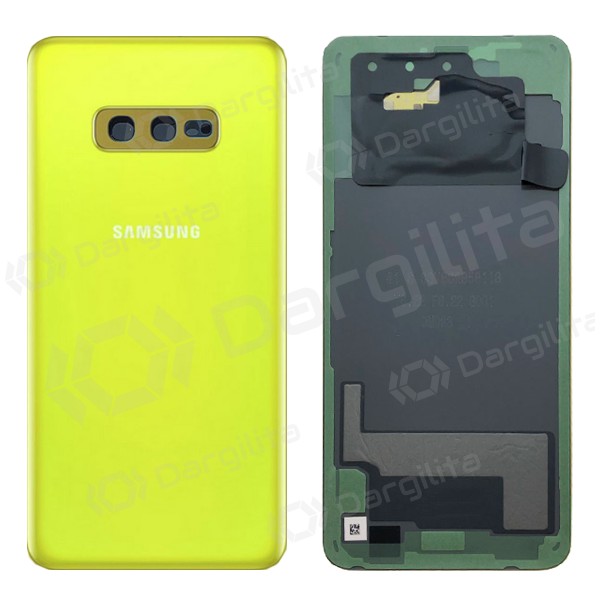 Samsung G970 Galaxy S10e galinis baterijos dangtelis geltonas (Canary Yellow) (naudotas grade A, originalus)