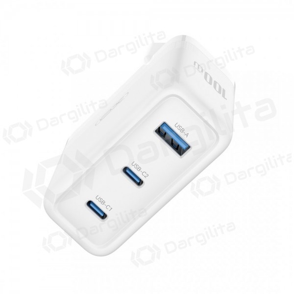 Telefono įkroviklis XO CE35 100 W 2x USB-C + USB-A baltas