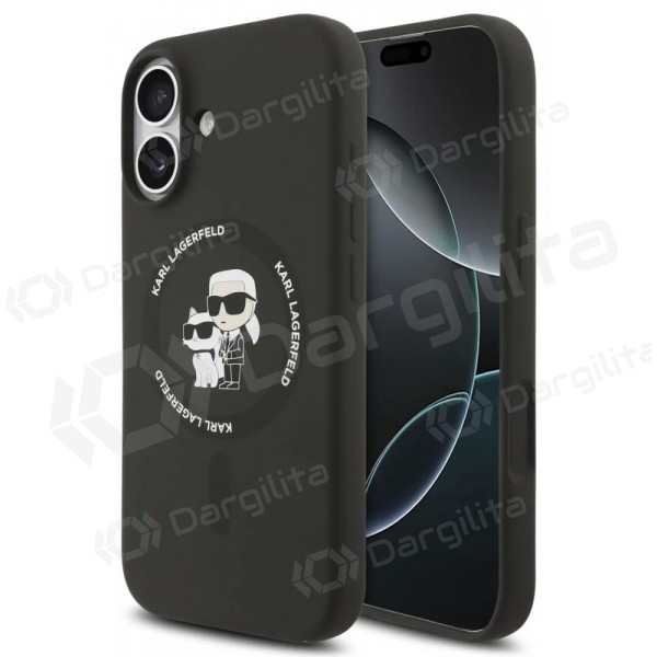 Apple iPhone 17 dėklas "Karl Lagerfeld Liquid Silicone Karl and Choupette MagSafe" (juodas)