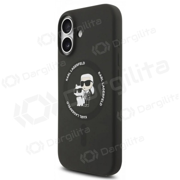 Apple iPhone 17 dėklas "Karl Lagerfeld Liquid Silicone Karl and Choupette MagSafe" (juodas)