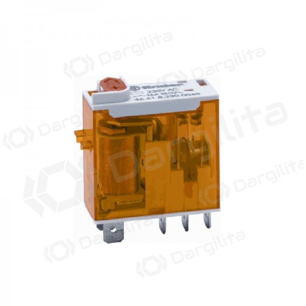 Relė 1 grupė 46 serijos Finder 466180240054 (24V AC, 16A/250VAC, TEST mygtukas, LED indikacija)