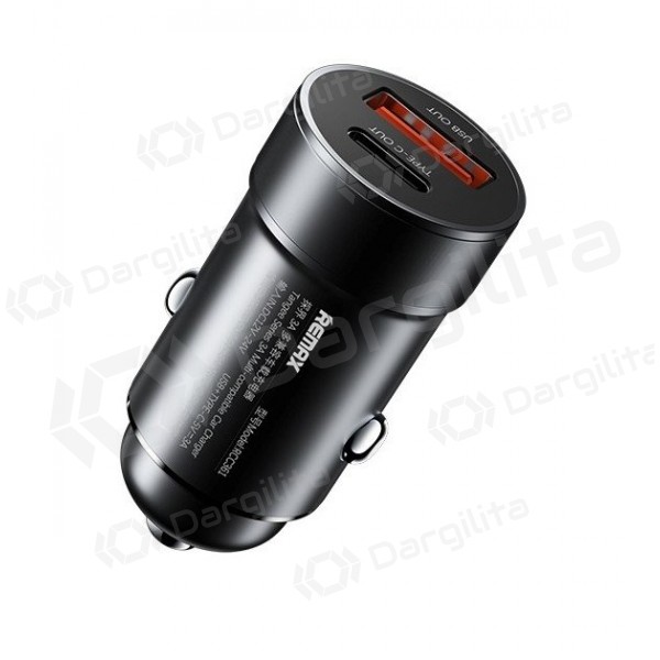 Automobilinis įkroviklis Remax RCC361 15 W USB-C + USB-A PD juodas