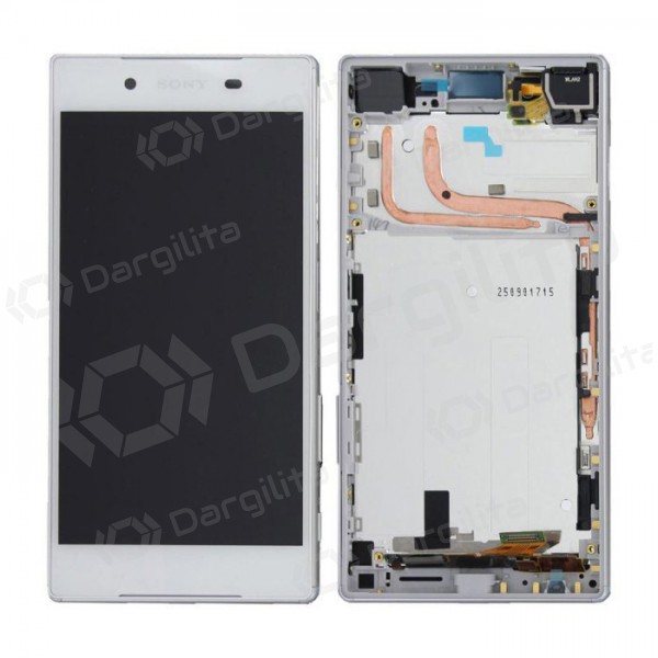 Sony E6603 / E6653 Xperia Z5 ekranas (baltas) (su rėmeliu) (naudotas grade B, originalus)