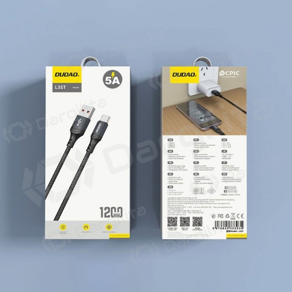 USB-C laidas Dudao L3ST USB-A į USB-C 2 m 5 A juodas