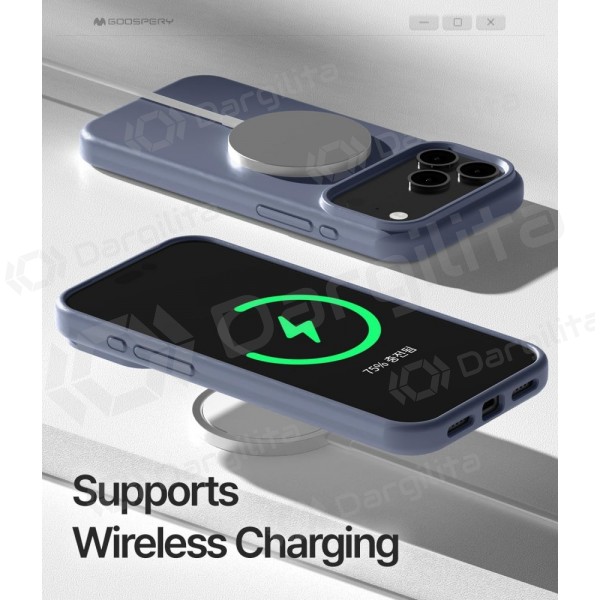 Apple iPhone 17 dėklas Mercury "Pure Magsafe Silicon Case" levandos pilka