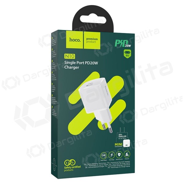 Telefono įkroviklis Hoco N10 20 W USB-C baltas
