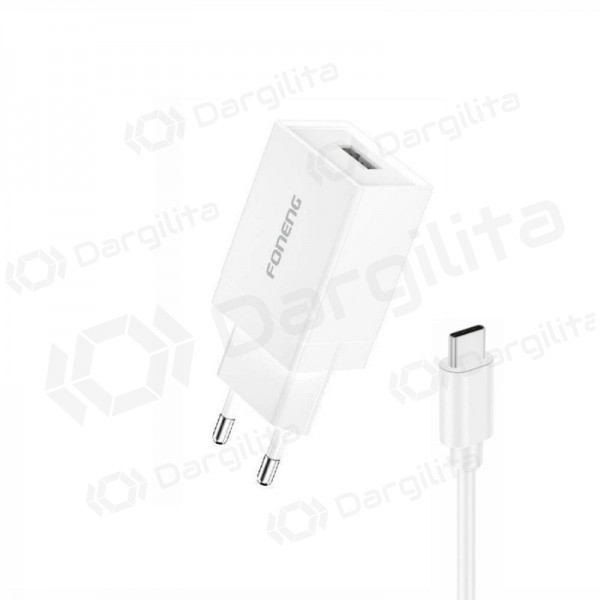 Telefono įkroviklis Foneng K210 10 W USB-A USB-C baltas