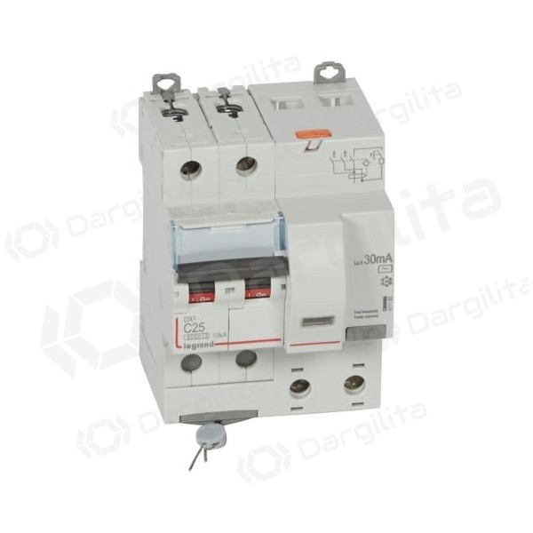 Srovės nuotekio relė su automatiniu jungikliu Legrand 411160 (C, 25A, 2P, 30mA, 230V)