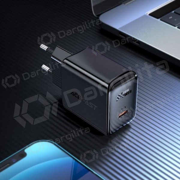 Telefono įkroviklis Acefast A1 20 W USB-C PD PPS QC4+ AFC FCP juodas