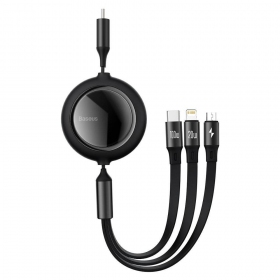 USB kabelis Baseus Bright Mirror Type-C - microUSB+Lightning+Type-C 100W 1.2m (juodas) CAMLC-AMJ01
