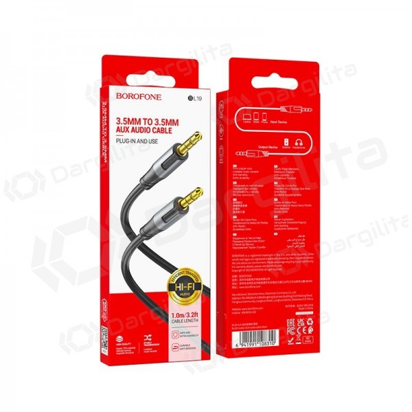 Audio laidas Borofone BL19 3.5 mm į 3.5 mm juodas