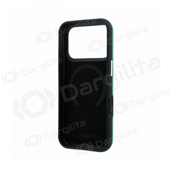 Apple iPhone 18 Pro dėklas "Lacoste PVC Petit Pique Semi Wrap Embossed MagSafe" (žalias)