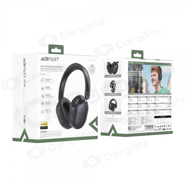 Bluetooth ausinės Acefast H12 Hybrid ANC Bluetooth juodos