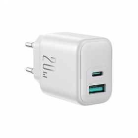Telefono įkroviklis Joyroom JR-TCF21 20 W USB-C + USB-A PD QC baltas