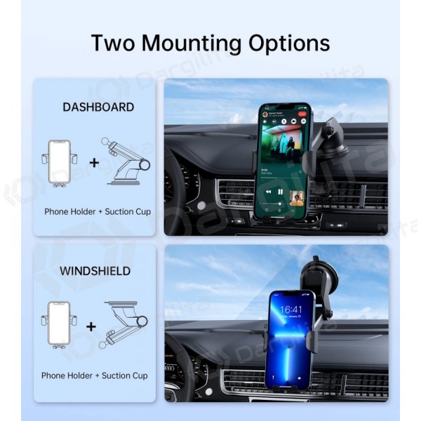 Automobilinis telefono laikiklis su belaidžiu įkrovimu CHOETECH T203-F 15 W ant prietaisų skydelio