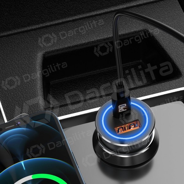 Automobilinis telefono įkroviklis Dudao R4Max 55 W USB-C + USB-A pilkas