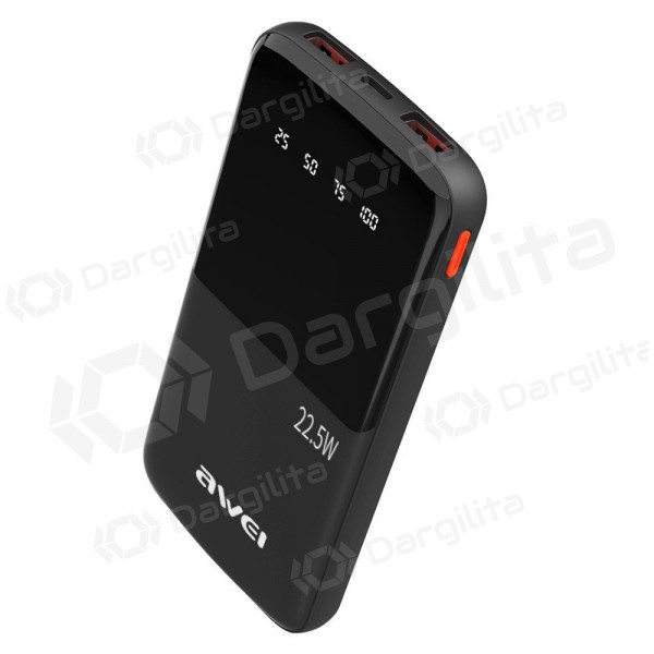 Išorinė baterija Power Bank Awei P10K 22.5W 10000mAh juoda