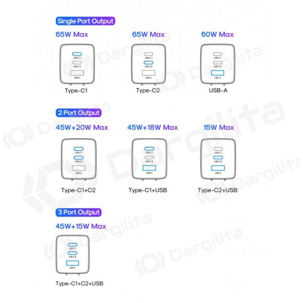 Telefono įkroviklis Hoco N66 35 W GaN USB-C + USB-A su Lightning laidu 1 m baltas