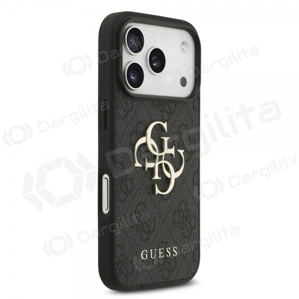 Apple iPhone 17 Pro dėklas "Guess PU 4G Metal Logo Strap" (juodas)