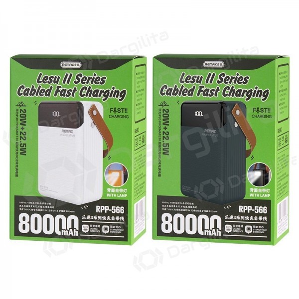 Išorinė baterija (Power Bank) Remax RPP-566 80000 mAh 22.5 W, pilka