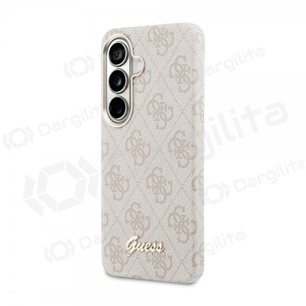 Samsung Galaxy S26 dėklas "Guess PU 4G Script Metal Logo Magnetic" (rožinis)
