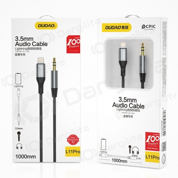 Audio laidas Dudao L11Pro Lightning į 3.5 mm 1 m juodas