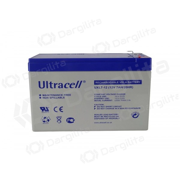 Akumuliatorius Ultracell UXL7-12 (7Ah, 12V, F1, VRLA, AGM)