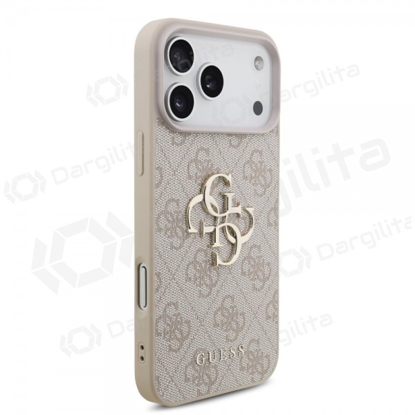 Apple iPhone 17 Pro Max dėklas "Guess PU 4G Metal Logo" (rožinis)