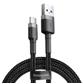 USB kabelis Baseus Cafule Type-C 2.0m 2.0A (pilkas-juodas) CATKLF-CG1