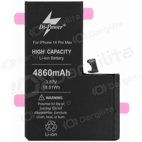 Apple iPhone 14 Pro Max baterija, akumuliatorius Di-Power 4860 mAh (padidintos talpos)