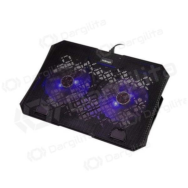 Nešiojamojo kompiuterio aušinimo stovas HISMART, su 2 LED ventiliatoriais, 5 padėčių