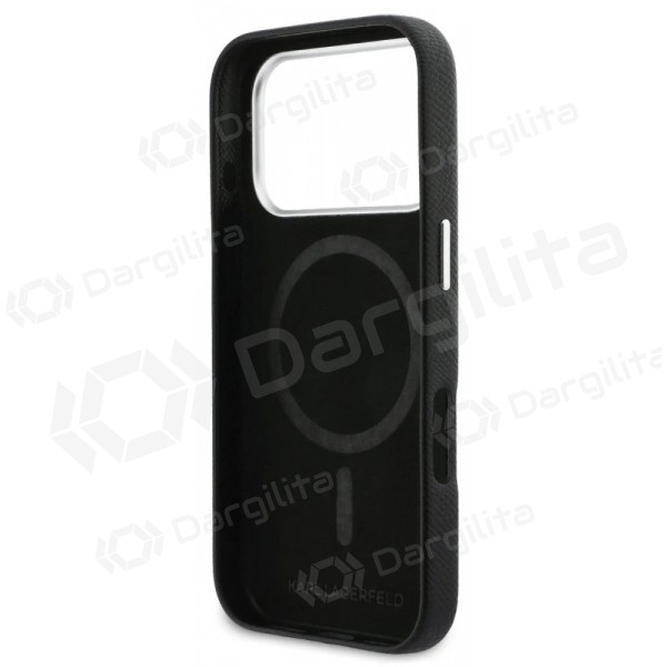 Apple iPhone 17 Pro dėklas "Karl Lagerfeld PU Karl and Choupette Heads Pins MagSafe" (juodas)