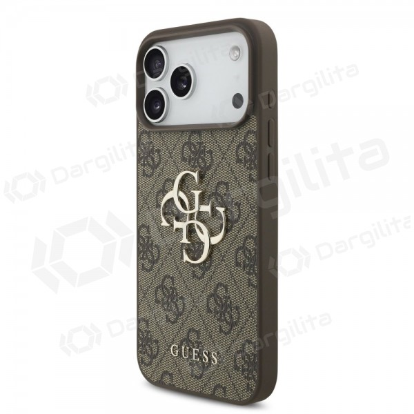 Apple iPhone 17 Pro Max dėklas "Guess PU 4G Metal Logo" (rudas)
