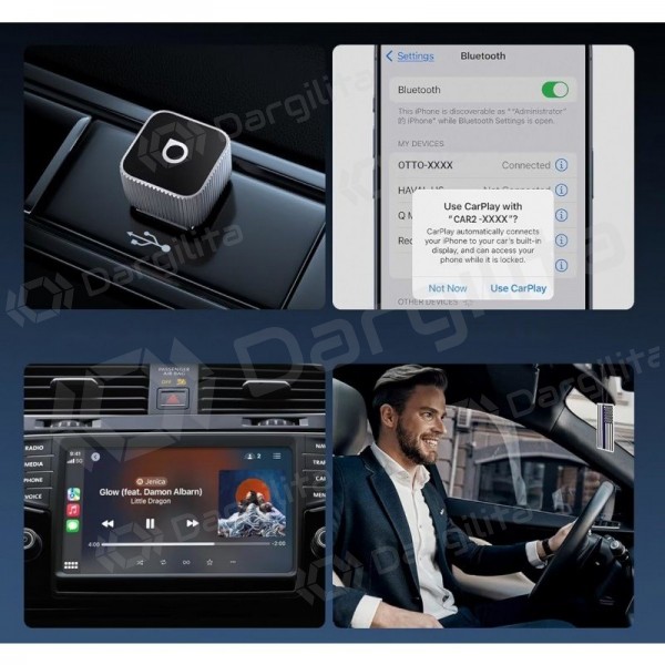 Belaidis CarPlay / Android Auto adapteris Ottocast Mini Cube CP88-T2 juodas