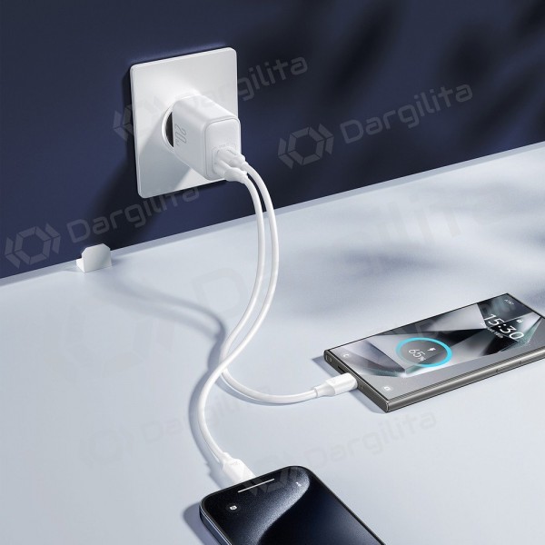 Telefono įkroviklis Joyroom JR-TCF21 20 W USB-C + USB-A PD QC baltas