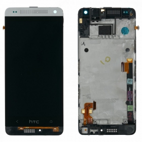 HTC One Mini (M4) ekranas (sidabrinis) (su rėmeliu) (naudotas grade B, originalus)