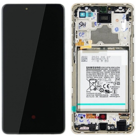 Samsung Galaxy A725 A72 4G / A726 5G 2021 ekranas (baltas) (su rėmeliu ir baterija) (service pack) (originalus)