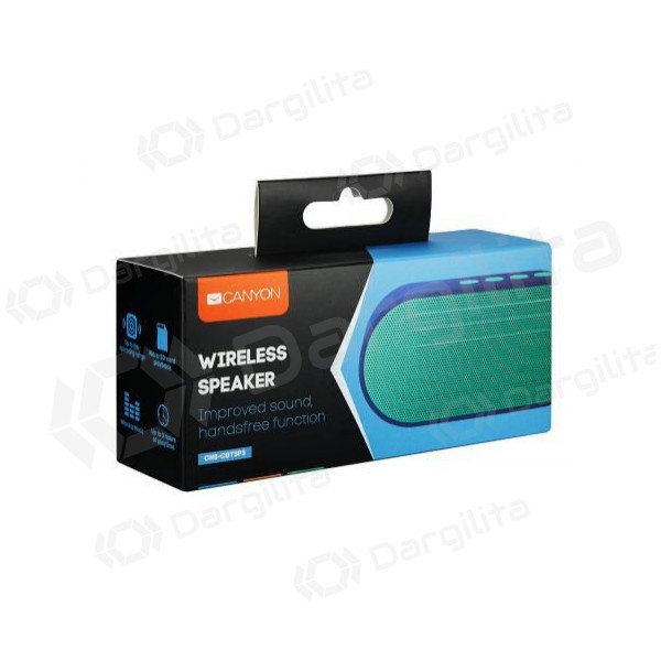 Bluetooth nešiojamas viršutinis garsiakalbis CANYON CNS-CBTSP3 (MicroSD,AUX,BT V4.2,300mAh) (žydras)