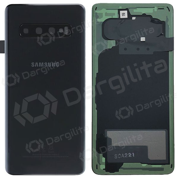 Samsung G973 Galaxy S10 galinis baterijos dangtelis juodas (Prism Black) (naudotas grade B, originalus)