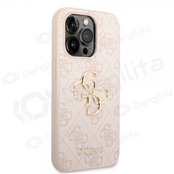 Apple iPhone 14 Pro Max dėklas "Guess PU 4G Metal Logo" (rožinis)
