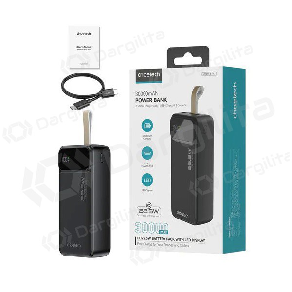 Išorinė baterija Power Bank Choetech B730 22.5W 30000mAh juoda