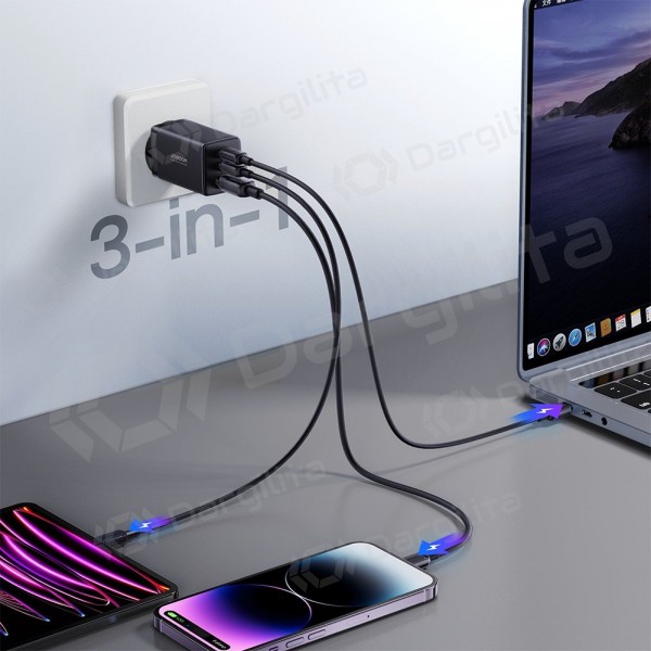 Telefono įkroviklis Joyroom JR-TCG01 65 W 2xUSB-C + USB-A GaN juodas