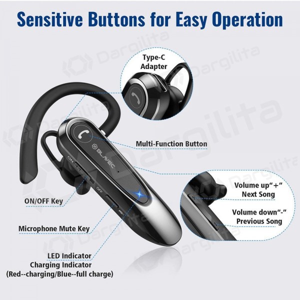 Bluetooth laisvų rankų įranga Blavec Adventure 5 BHAD5-B Bluetooth 5.0 USB-C juoda