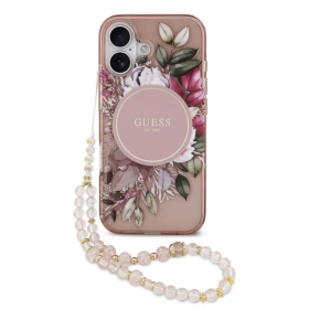 Apple iPhone 17 dėklas "Guess IML Flowers Strap MagSafe"