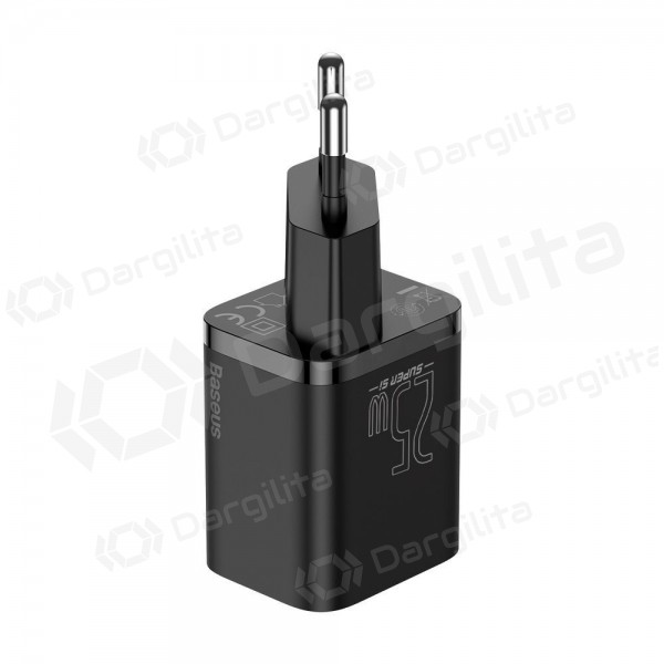 Telefono įkroviklis Baseus Super Si TZCCSUP-L01 25 W USB-C su USB-C laidu 1 m juodas